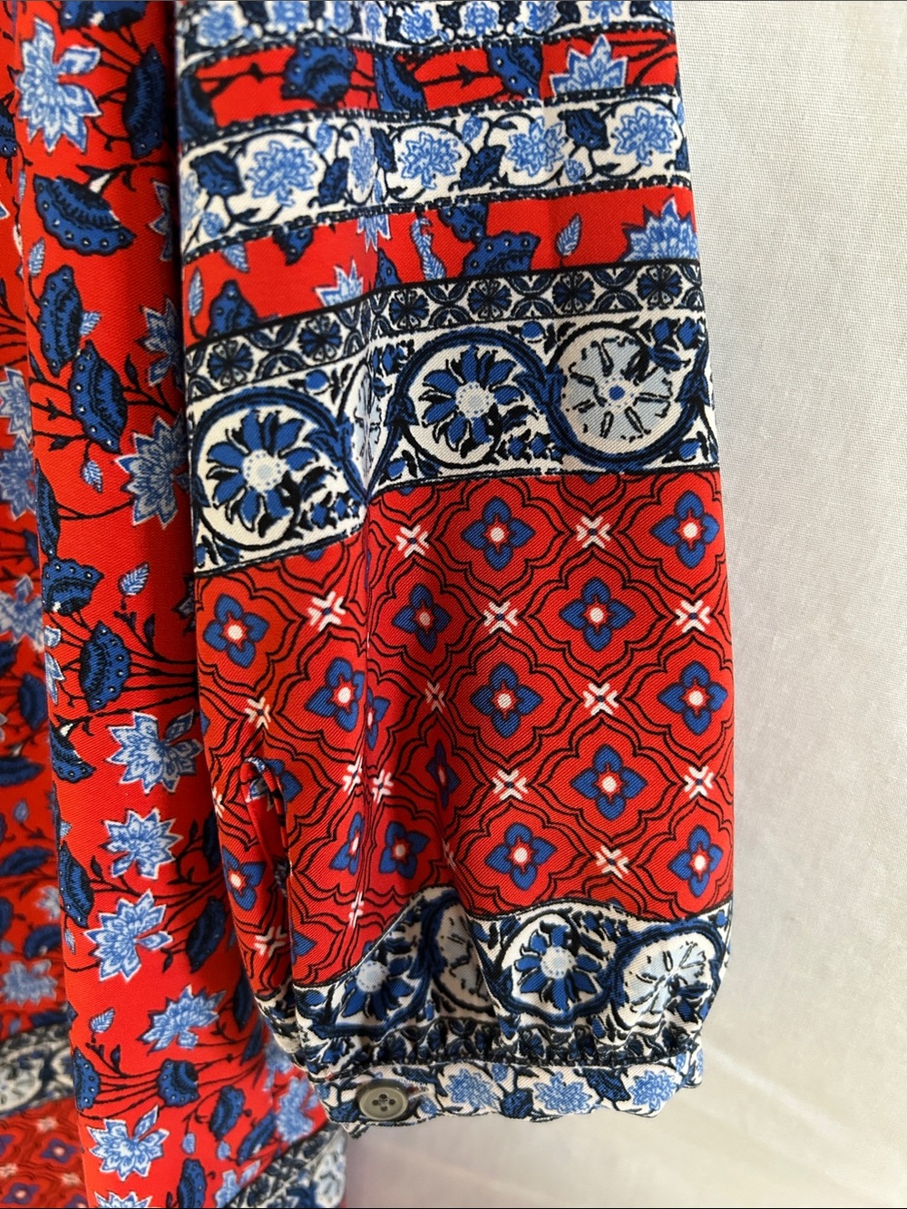 LOFT Petite Small Red Blue Floral Border Print Shift Dress - Picture 4 of 4